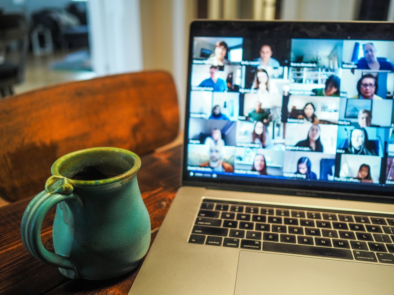Laptop showing a video call